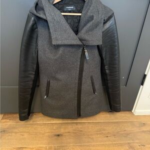 Mackage Black and Gray Leather Jacket